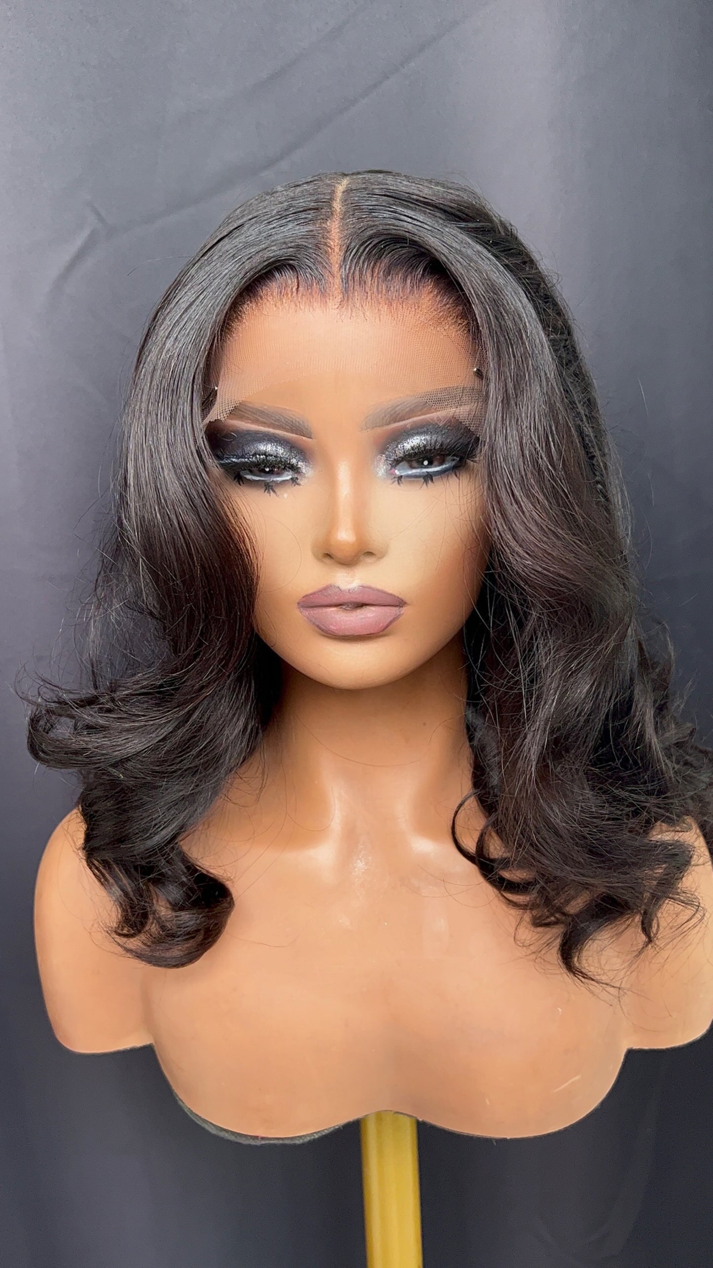 14” Natural black body wave wig