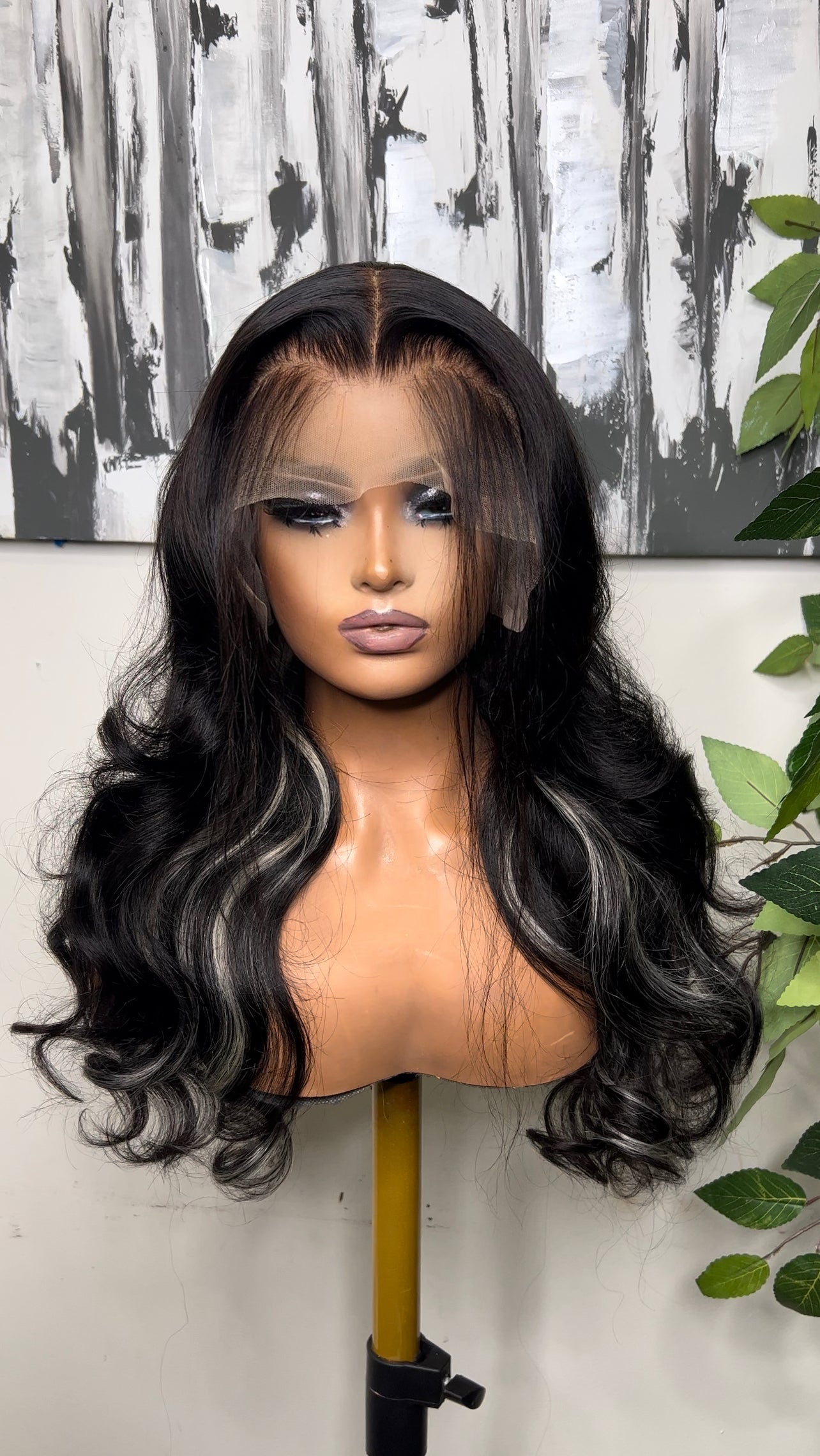Black body wave frontal peekaboo platinum highlights